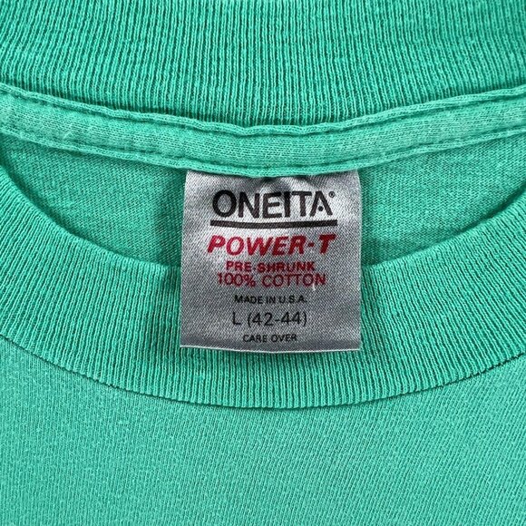 Oneita T Shirt Men L Made in USA Single Stitch Sheehan's Galway Ireland VTG 1989 - Picture 10 of 11